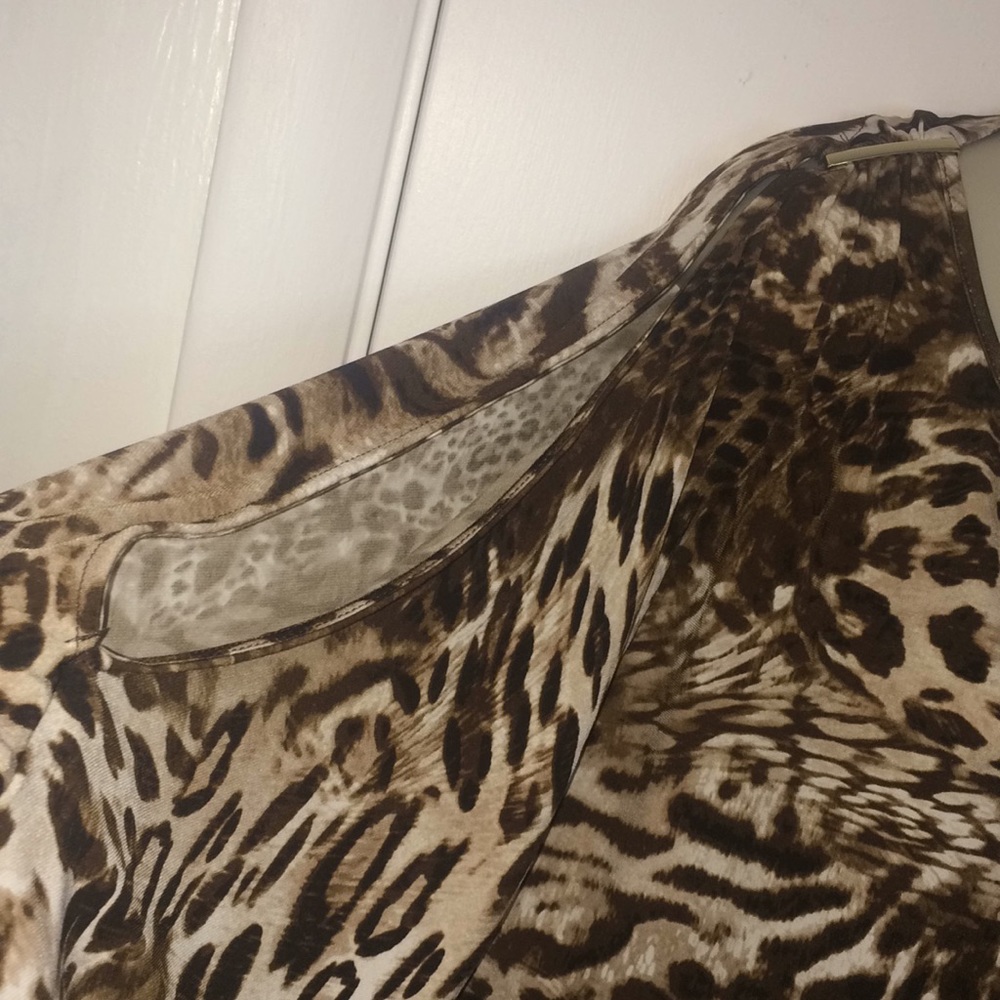 Chico's Leopard Print Cold Shoulder Poncho Top - Picture 4 of 9